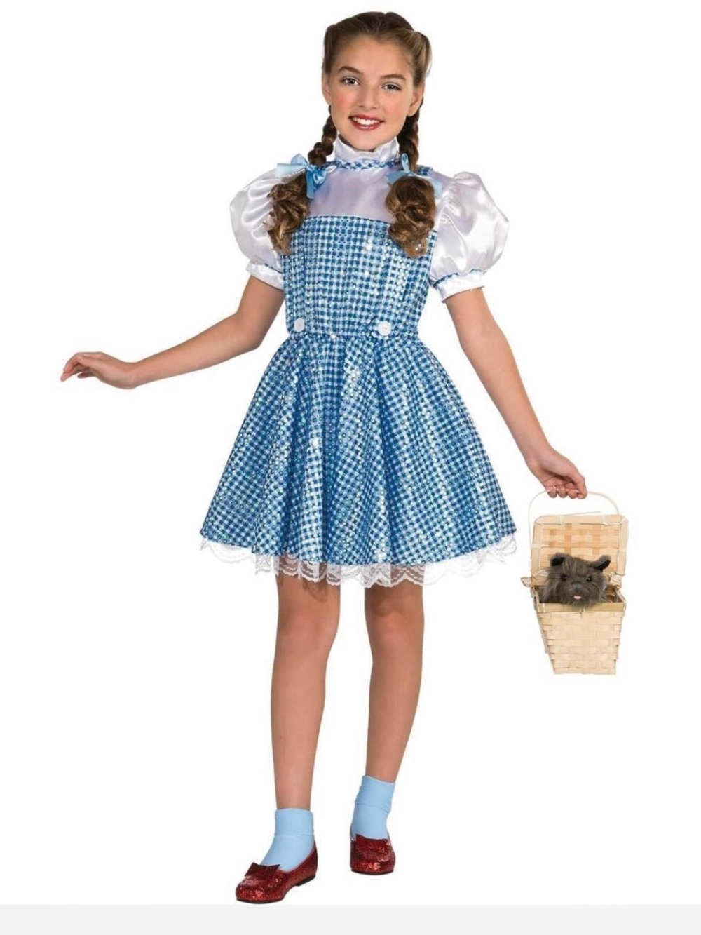 NEW Rubie's Wizard of Oz Dorothy Sequin Costume Dress Blue Gingham Child M 8-10